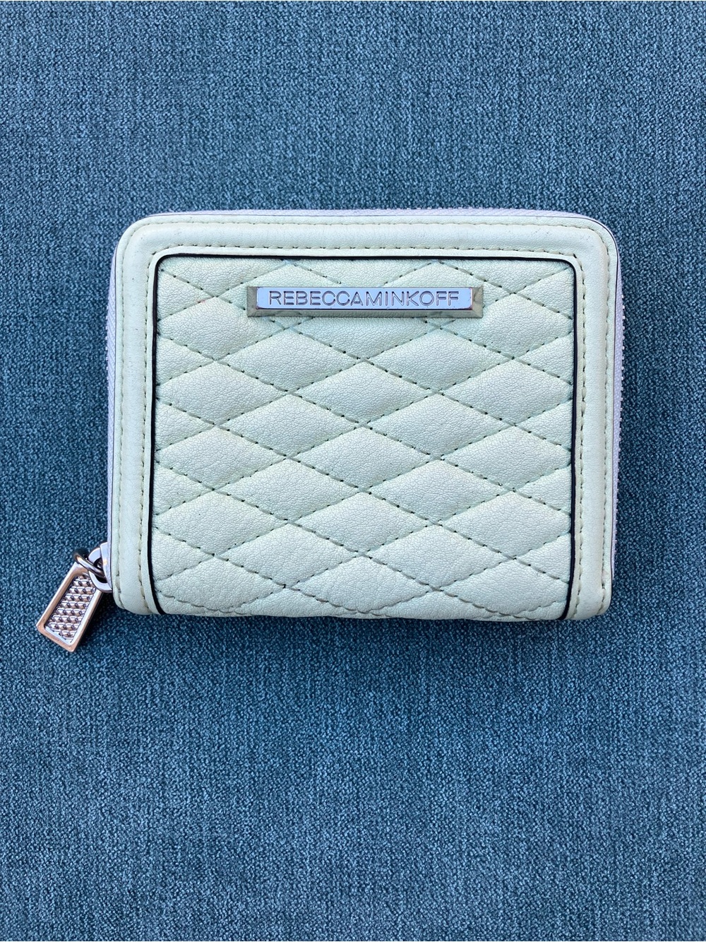 Rebecca Minkoff Quilted Ava Zip Wallet in Mint Green